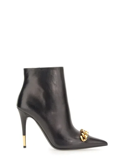 Tom Ford Chain-linked Stiletto-heel Boots In Black