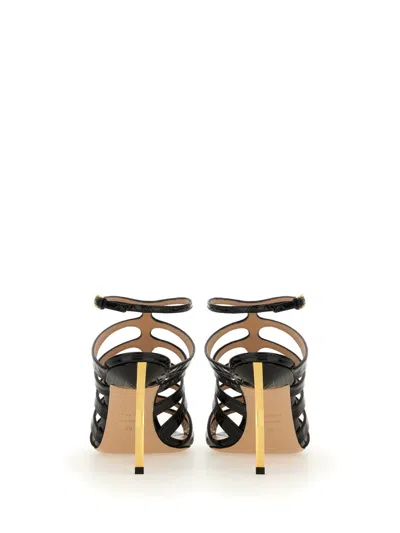 Tom Ford Carine Croc-effect Patent-leather Sandals In Black