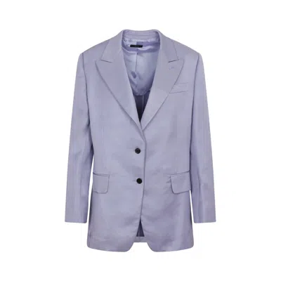 Tom Ford Purple Soft Fluid Twill Boyfriend Jacket In Multicolor
