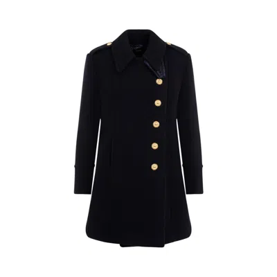 Tom Ford Asymmetric Wool-cashmere Duffle Peacoat In Blue