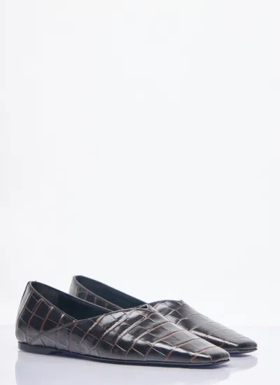 Totême Toteme Croc-embossed Leather The Everyday Ballet Flats In Brown