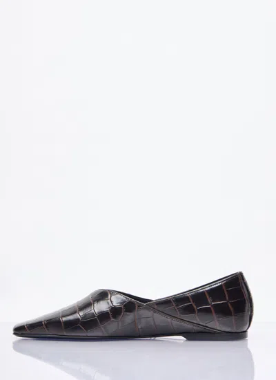Totême Toteme Croc-embossed Leather The Everyday Ballet Flats In Brown