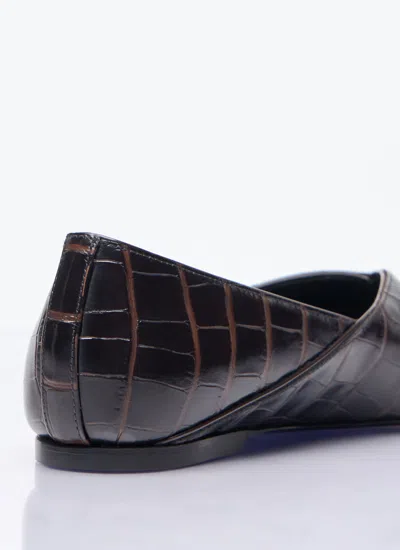 Totême Toteme Croc-embossed Leather The Everyday Ballet Flats In Brown
