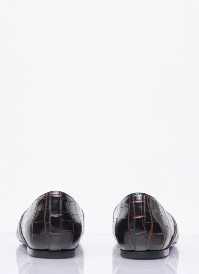 Totême Toteme Croc-embossed Leather The Everyday Ballet Flats In Brown