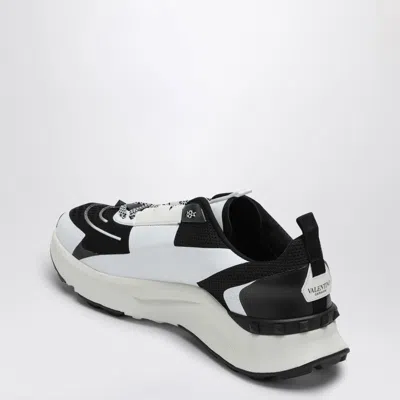 Valentino True Act Leather-trimmed Mesh And Rubber Sneakers In Black