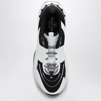 Valentino True Act Leather-trimmed Mesh And Rubber Sneakers In Black