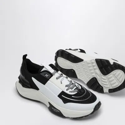 Valentino True Act Leather-trimmed Mesh And Rubber Sneakers In Black