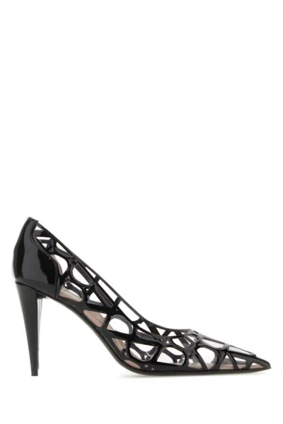 Valentino Toile Iconographe Pump In Polymer And Patent Material 90mm In Black