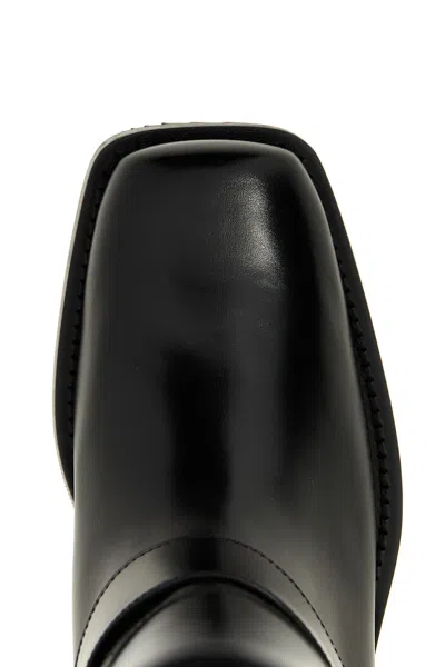 Valentino Rockstud Biker Knee-high Leather Boots In Black