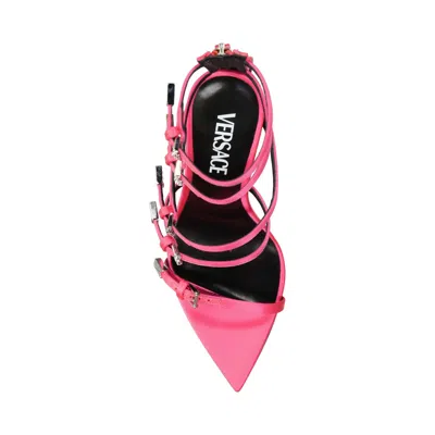 Versace Pin-point 120mm Strappy Sandals In Pink
