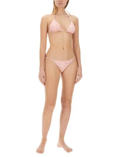 Versace Baroque Print Bikini Bottom In Pink