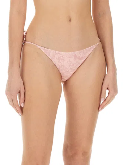 Versace Baroque Print Bikini Bottom In Pink