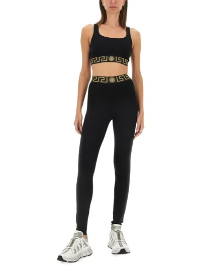 Versace Black Greca Border Bra In Black