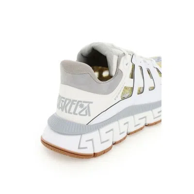Versace Women White/grey/gold Trigreca Sneakers In White
