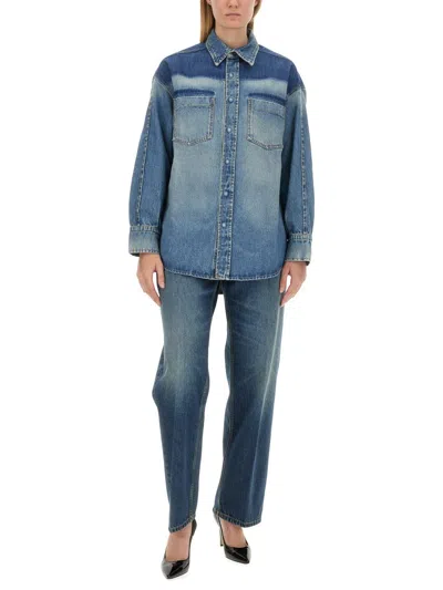 Victoria Beckham Women Camicia In Denim Schiarito In Blue