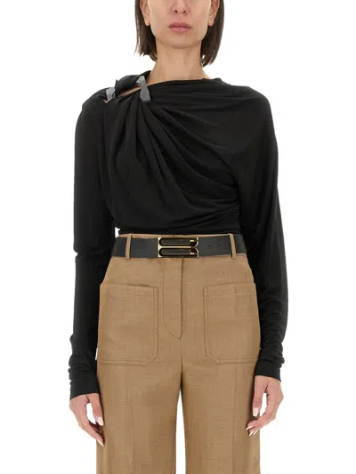 Victoria Beckham Draped Top In Black