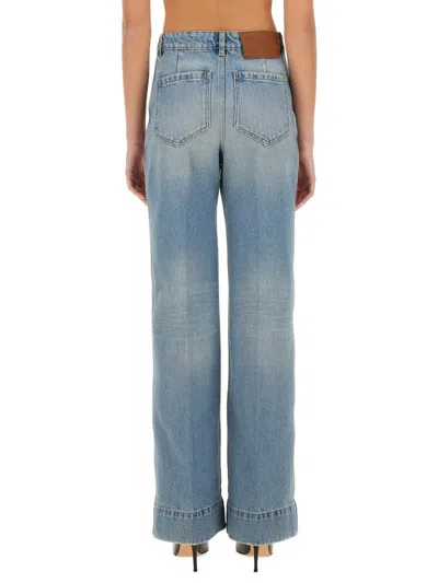 Victoria Beckham Alina Straight Leg Jeans With Front And Back Pockets In Blue