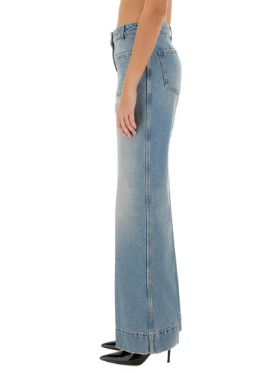 Victoria Beckham Alina Straight Leg Jeans With Front And Back Pockets In Blue