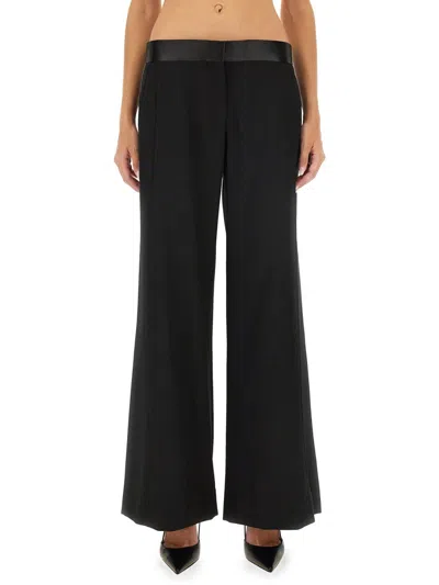 Victoria Beckham Side Panel Wool-blend Wide-leg Pants In Black
