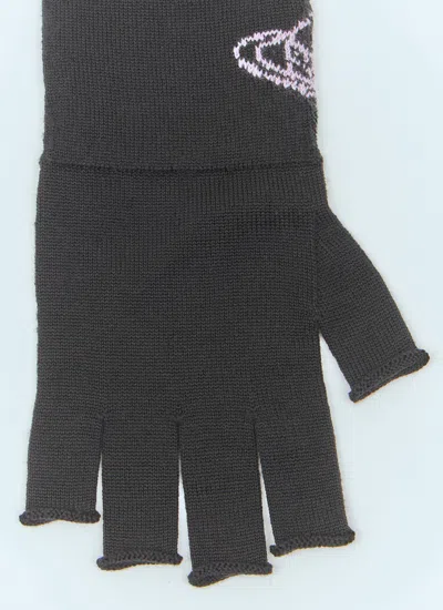 Vivienne Westwood Men Fingerless Orb Gloves In Black