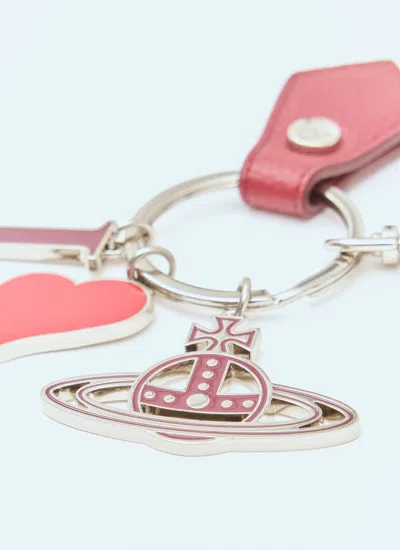 Vivienne Westwood Men I Love Orb Keyring In Red
