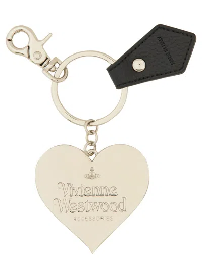 Vivienne Westwood Portachiave Mirror Heart In Black