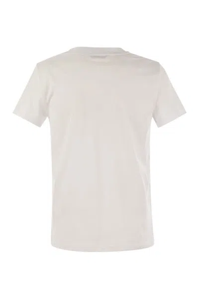 Shop Max Mara Nunzio - Short-sleeved T-shirt With Pocket And Embroidery In White