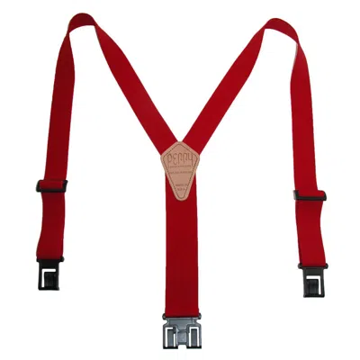 Perry Suspenders Men's Elastic 1.5 Inch Wide Hook End Suspenders In Red