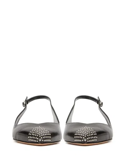 Isabel Marant Branee Leather Slingback Ballet Flat In Black