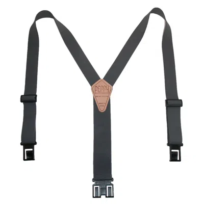 Perry Suspenders Men's Elastic 1.5 Inch Wide Hook End Suspenders In Grey
