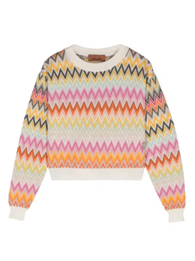 Missoni Wool Sweater With Multicoloured Zigzag Pattern
