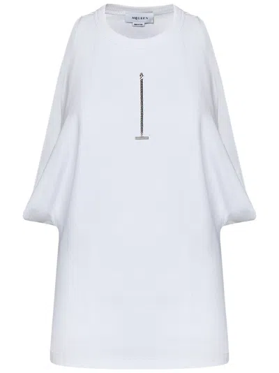 Alexander Mcqueen Ribbed Cotton Top In White