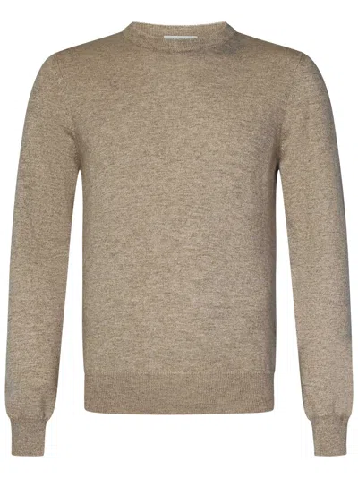 Malo Ribbed Crewneck Sweater With Long Sleeves In Beige