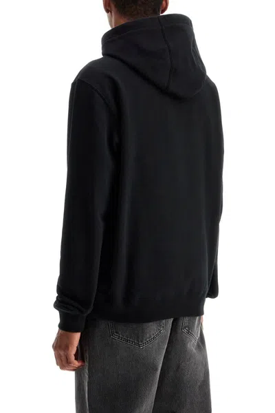 Versace Intricate Logo Print Sweatshirt With Kangaroo Pocket In Black
