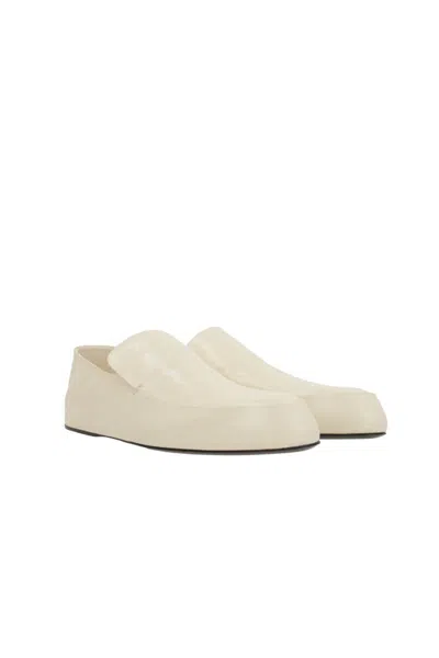 Jil Sander Slip-on Leather Loafers In White