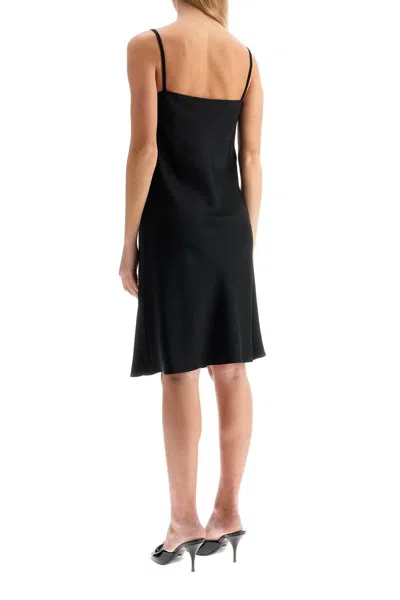 Versace Satin Mini Dress With Safety Pin Detail In Black