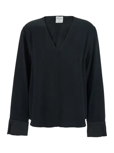 Forte Forte Black V-neck Sweater In Black