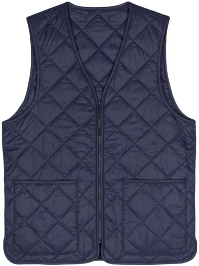 Baracuta Sleeveless Quilted Vest V-neck In Blue