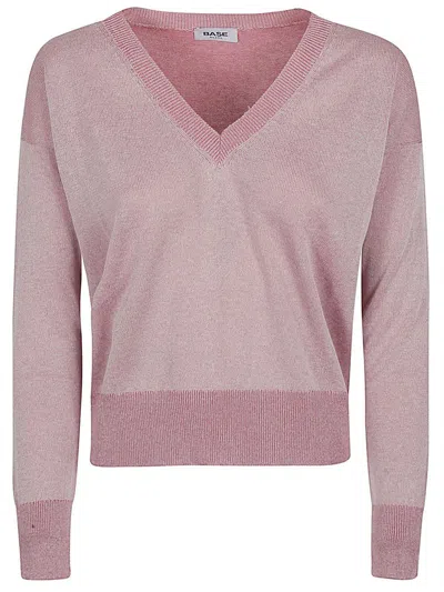 Baserange Base Cotton Blend V-neck Sweater In Pink