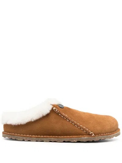 Birkenstock Zermatt Premium Shearling Suede Womens Clogs In Brown