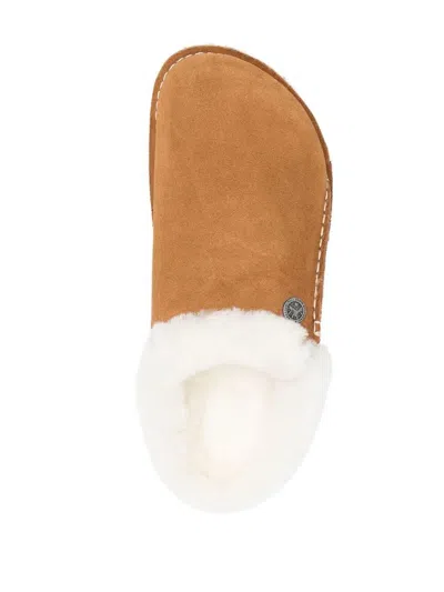 Birkenstock Zermatt Premium Shearling Suede Womens Clogs In Brown