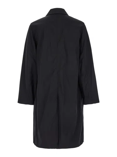 Ami Alexandre Mattiussi Ami Paris Black Coat With Classic Collar And Front Button Closure In Cotton Blend Man In Black