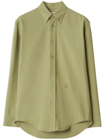 Burberry Ekd Embroidered Button-up Shirt In Green