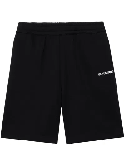 Burberry Raphael Logo Cotton Jersey Sweat Shorts In Black