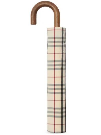 Burberry Vintage-check Folding Umbrella In Grey