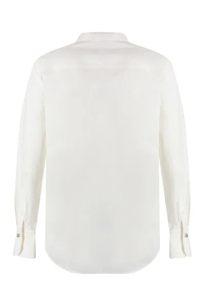 Chloé Buttoned Cotton Tuxedo Shirt In Beige