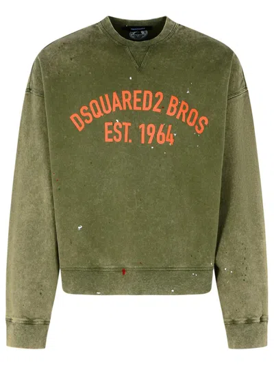 Dsquared2 Relaxed Fit Crew Neck Sweater With Distressed Detailing In Green