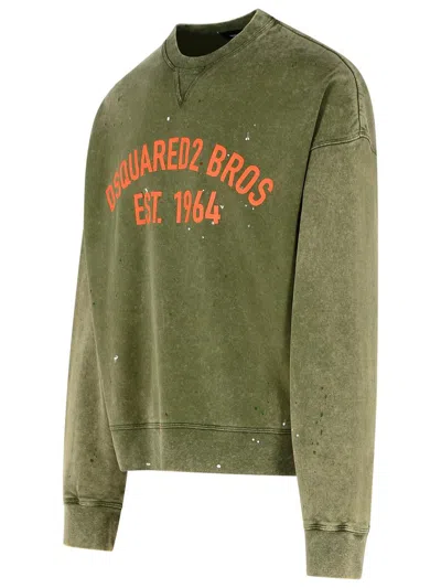 Dsquared2 Relaxed Fit Crew Neck Sweater With Distressed Detailing In Green