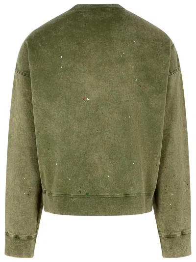 Dsquared2 Relaxed Fit Crew Neck Sweater With Distressed Detailing In Green
