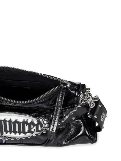 Dsquared2 Gothic Leather Shoulder Bag In Black